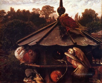  britische - Das Festival Of St Swithin oder der Dovecote britischen William Holman Hunt Vögel